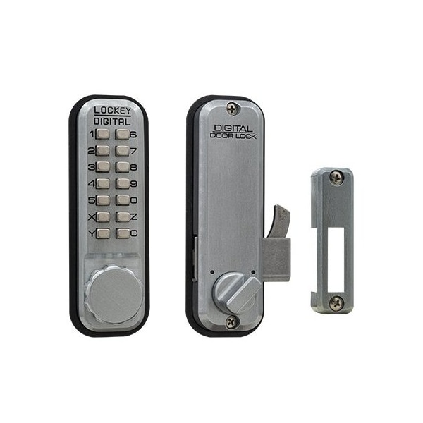 Lockey Mechanical Keyless Combination Hook Bolt Lock Fits Doors Up To 3 Thick Satin Chrome 2500 KO SC - main